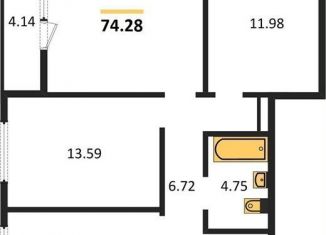 Продается трехкомнатная квартира, 74.3 м2, Новосибирская область, улица Авиастроителей, 3/1