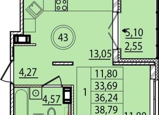 Продается однокомнатная квартира, 39.4 м2, посёлок Шушары