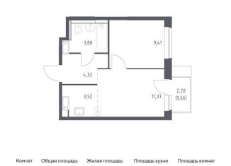 Продам однокомнатную квартиру, 35.3 м2, Московская область, жилой комплекс Прибрежный Парк, 10.1