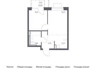 Продажа однокомнатной квартиры, 35.3 м2, село Ям, жилой комплекс Прибрежный Парк, 7.1