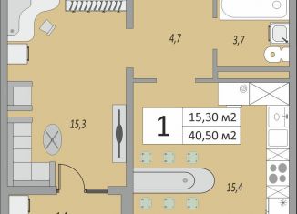 Продается 1-комнатная квартира, 40.5 м2, Оренбургская область, жилой комплекс Осенний Лист, 6