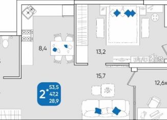 Продается 2-ком. квартира, 54.6 м2, Краснодар, Прикубанский округ, микрорайон Любимово, 11/1