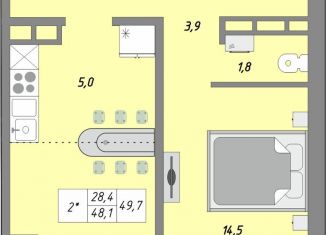 Продажа 2-комнатной квартиры, 49.7 м2, Оренбург, Промышленный район, улица Юркина, 2