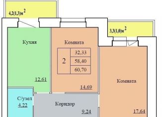 Продажа 2-ком. квартиры, 60.7 м2, Ярославль