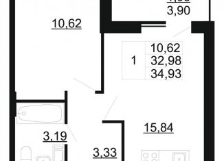 Продается 1-комнатная квартира, 34.9 м2, Ленинградская область