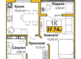 Продается однокомнатная квартира, 35.7 м2, Симферополь, ЖК Город Мира