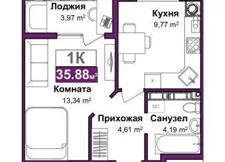 Продам однокомнатную квартиру, 33.9 м2, Симферополь, ЖК Город Мира