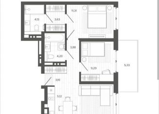 Продается 2-ком. квартира, 63.4 м2, Барнаул