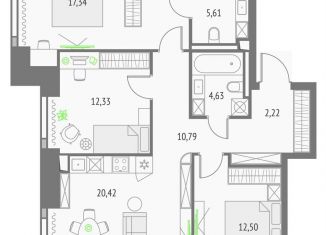 Продажа 3-комнатной квартиры, 85.8 м2, Москва, метро Фонвизинская