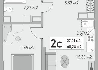 2-ком. квартира на продажу, 40.3 м2, Оренбургская область, жилой комплекс Металлист, 7