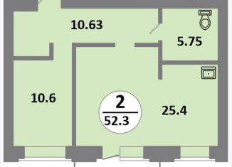 2-ком. квартира на продажу, 52.3 м2, Красноярск, 5-й микрорайон, с11, ЖК Снегири