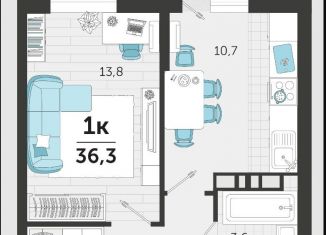 Продается 1-ком. квартира, 38.8 м2, Краснодар, улица Автолюбителей, 1Г, микрорайон Гидрострой