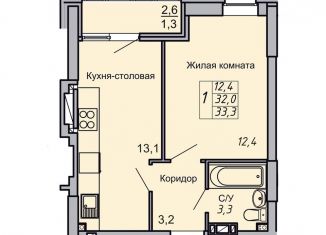 Продается однокомнатная квартира, 33.3 м2, Волгоград, Кировский район