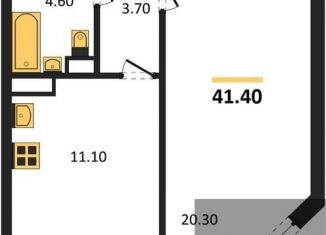 Продаю 1-комнатную квартиру, 41.4 м2, посёлок Отрадное, бульвар 70 лет Победы, 5