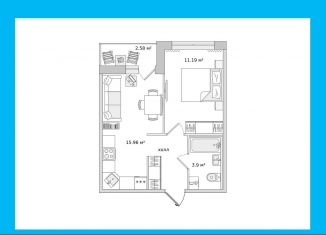 Продам 1-ком. квартиру, 34.4 м2, посёлок Парголово, Михайловская дорога, 16к3