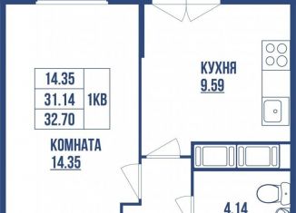 Продам 1-комнатную квартиру, 32.7 м2, Санкт-Петербург, Василеостровский район, улица Вадима Шефнера, 4