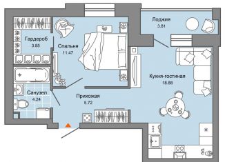 Продается 2-ком. квартира, 46 м2, Ульяновская область, жилой комплекс Город Новаторов, 1