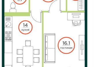 Продажа 1-ком. квартиры, 47.1 м2, Красноярский край, посёлок Солонцы, 1