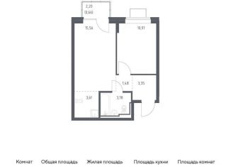 1-ком. квартира на продажу, 39.4 м2, Московская область, жилой комплекс Богдановский Лес, 7.3