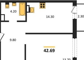 Продается однокомнатная квартира, 42.7 м2, Новосибирск, метро Студенческая, Бронная улица, 22/1