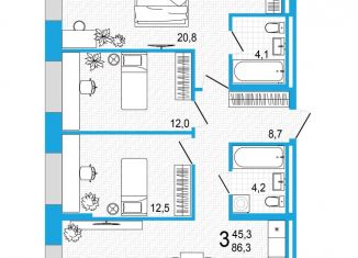 Продается 3-ком. квартира, 86.3 м2, Уфа, улица Аксакова, 14