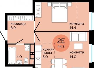 Продается 2-комнатная квартира, 44.3 м2, Пермь, улица Яблочкова, 5к4