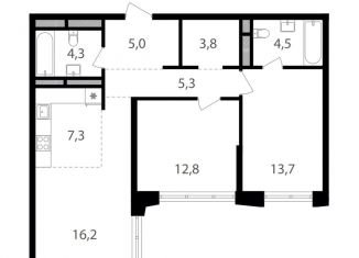 Продам двухкомнатную квартиру, 72.9 м2, Москва, ВАО