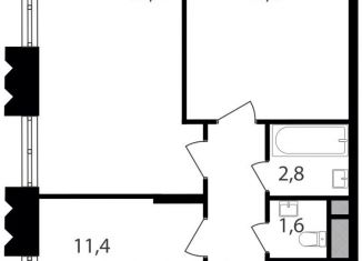 Продается 2-ком. квартира, 56.1 м2, Москва, ЮАО