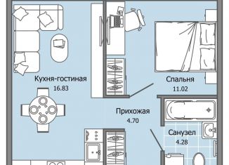 Продаю 2-ком. квартиру, 37 м2, Ульяновск, Засвияжский район, жилой комплекс Город Новаторов, 2