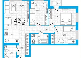 Продам 4-ком. квартиру, 74.8 м2, Республика Башкортостан