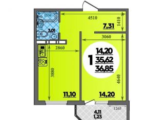 Продажа однокомнатной квартиры, 36.9 м2, Ростов-на-Дону, улица Дмитрия Петрова, 8