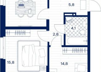 Продается 2-ком. квартира, 62.2 м2, Тюмень, Пышминская улица, 216А