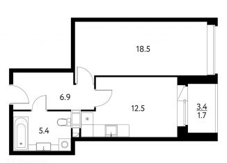 Продается 1-ком. квартира, 43.3 м2, Щёлково, Центральная улица, 65