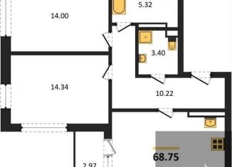 Продажа 2-ком. квартиры, 68.8 м2, Воронеж