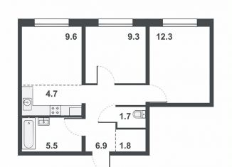 Продам трехкомнатную квартиру, 51.8 м2, Киров, ЖК Ривер Парк, Прибрежный бульвар, 6