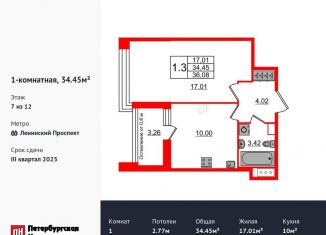 Продажа 1-ком. квартиры, 34.5 м2, Санкт-Петербург, муниципальный округ Новоизмайловское