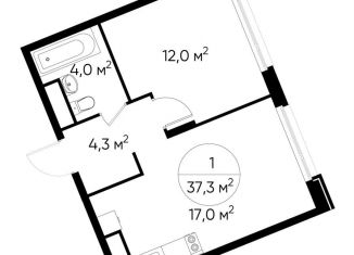 Продажа 1-комнатной квартиры, 37.3 м2, деревня Рассказовка, деревня Рассказовка, 1