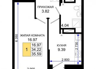 Продажа 1-комнатной квартиры, 35.6 м2, Ростов-на-Дону, Октябрьский район