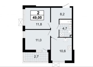 Продажа 2-ком. квартиры, 49 м2, Ленинградская область, микрорайон Южный, 3.2