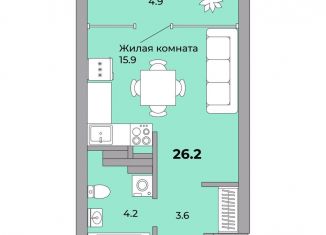 Продам квартиру студию, 26.2 м2, Екатеринбург, метро Проспект Космонавтов, Донбасская улица, 21