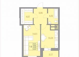 Продажа 1-ком. квартиры, 42.4 м2, Ростов-на-Дону, Тибетская улица, 1Вс1