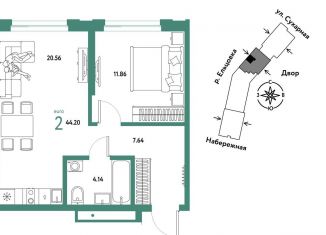 Продается 2-ком. квартира, 44.2 м2, Новосибирск, Заельцовский район