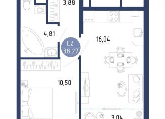 1-комнатная квартира на продажу, 38.3 м2, Рязанская область