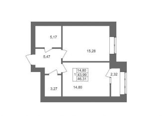 Продажа 1-комнатной квартиры, 46.3 м2, Волгоград, Смольная улица, 27А