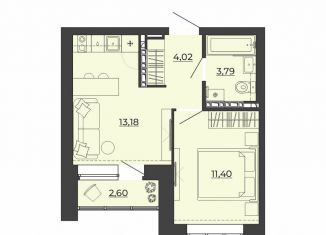 Продам однокомнатную квартиру, 35 м2, Екатеринбург, ЖК Ривер Парк