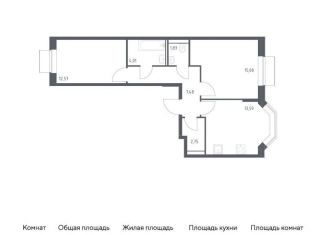 Продаю 2-комнатную квартиру, 57.3 м2, Москва, жилой комплекс Квартал Домашний, 2, станция Курьяново