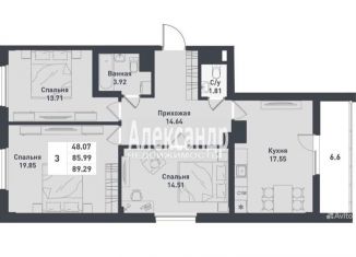 3-ком. квартира на продажу, 91.5 м2, Гатчина, Пушкинское шоссе, 1