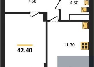 Продам однокомнатную квартиру, 42.4 м2, Воронеж, Железнодорожный район, бульвар Содружества, 1