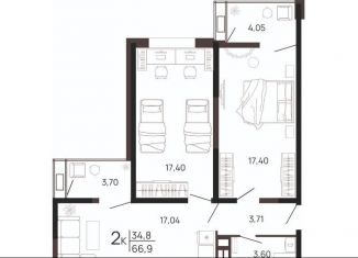 Продажа 2-комнатной квартиры, 66.9 м2, Краснодарский край, Парковая улица, 79к1