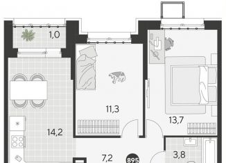 2-ком. квартира на продажу, 51.2 м2, Омск